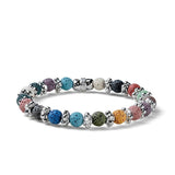 Bracciale uomo Maria Cristina Sterling elasticizzato in argento con lava multicolor e fiori G4517