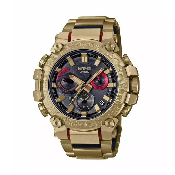 Orologio CASIO smartwatch da uomo cassa rotonda in carbonio dorato quadrante nero e cinturino in acciaio dorato MTG-B3000CX-9AER