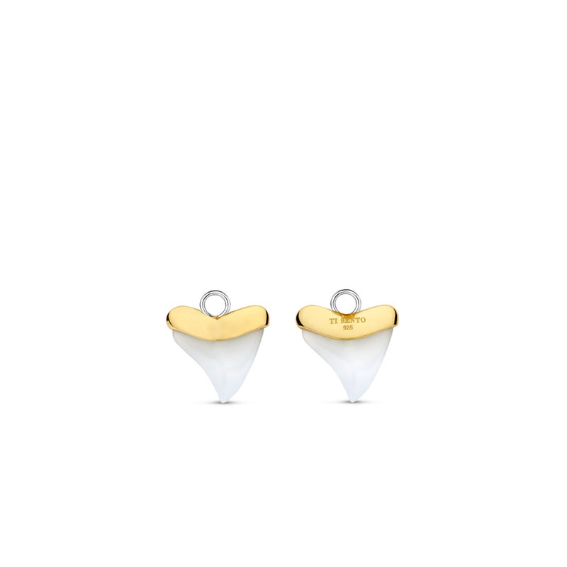 TI SENTO Charm per orecchini a forma di denti di squalo in argento bicolore e pietra bianca 9250WM Variante2