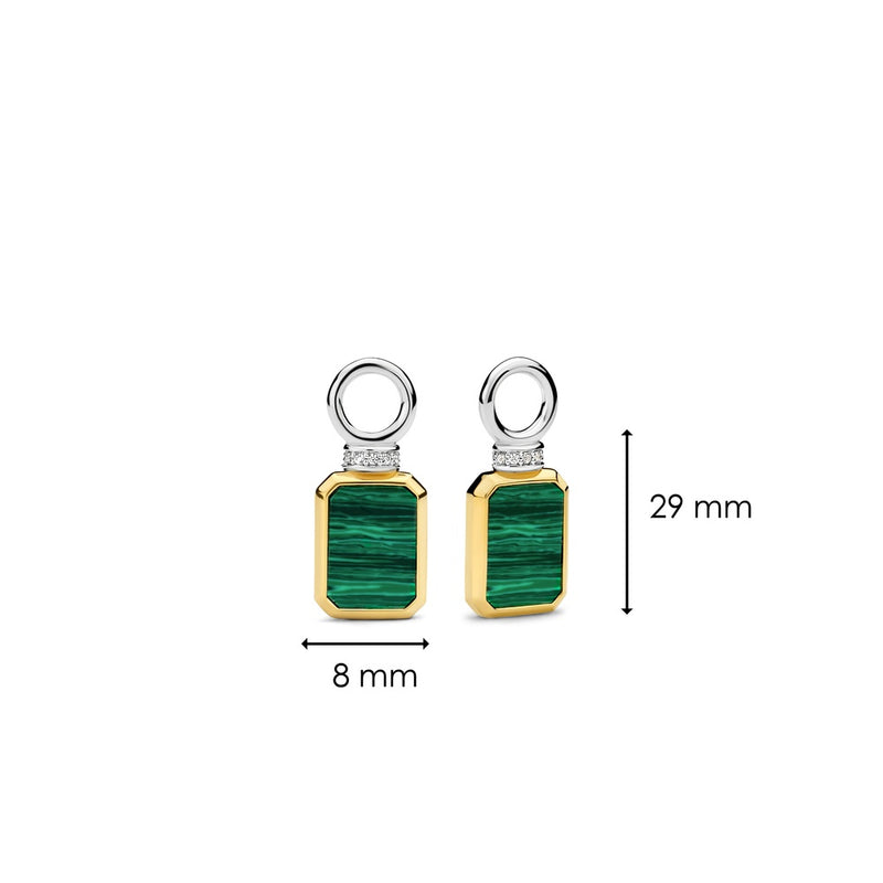 Charm per orecchini Ti Sento con pietra verde in argento bicolore 9241MA Dimensioni