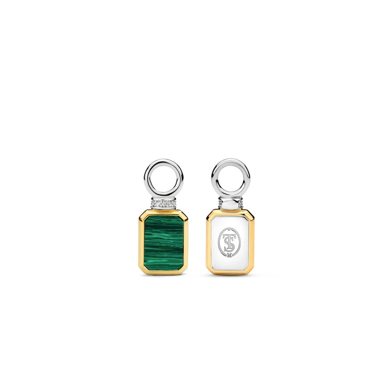 Charm per orecchini Ti Sento con pietra verde in argento bicolore 9241MA Variante2