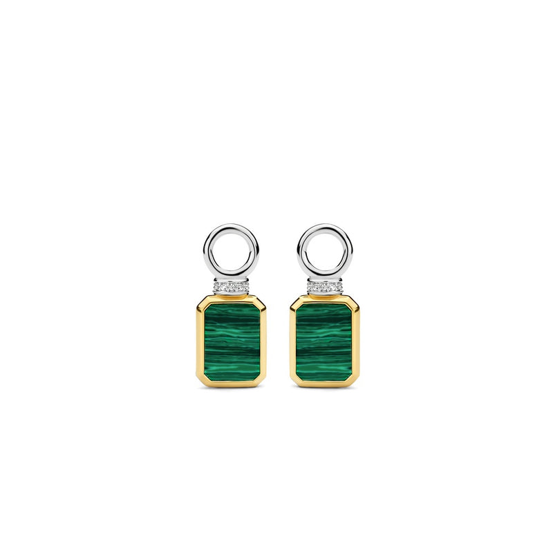 Charm per orecchini Ti Sento con pietra verde in argento bicolore 9241MA Variante1