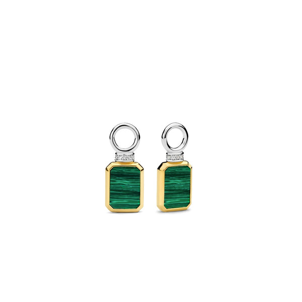 Charm per orecchini Ti Sento con pietra verde in argento bicolore 9241MA