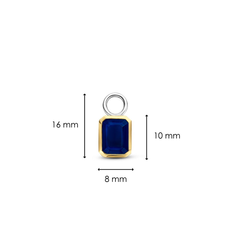 TI SENTO Charm Orecchino in argento bicolore con cristallo blu 9253BY H Dimensioni
