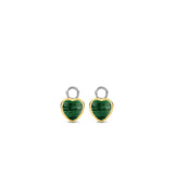 Charm per orecchini TI SENTO a cuore in argento dorato con pietre cabochon color verde malachite 9231MA Variante1