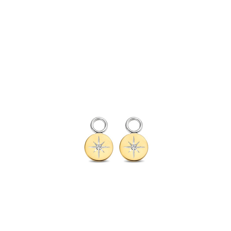 Charm per orecchini TI SENTO rotondo in argento dorato con stella e zircone 9224ZY Variante2