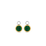 Charm per orecchini TI SENTO rotondi con pietra color verde malachite in argento bicolore 9227MA Variante1