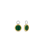 Charm per orecchini TI SENTO rotondi con pietra color verde malachite in argento bicolore 9227MA