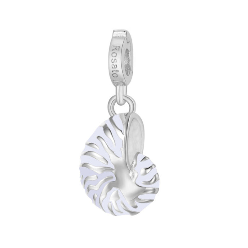 Ciondolo Donna a Forma di Conchiglia Nautilus  in Argento e Smalto Bianco ROSATO RZ148R