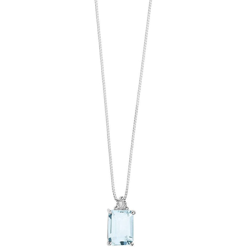 Collana Donna Con Pendente in Oro Bianco con Diamante COMETE Colore Azzurro GLQ 278Variante 1