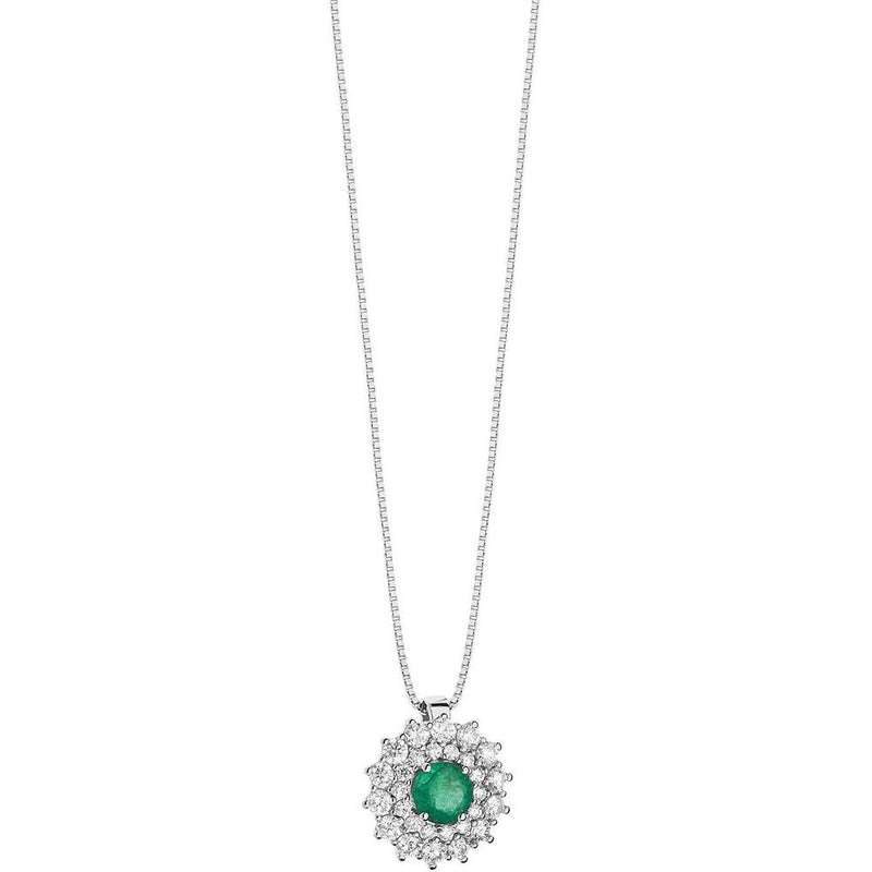 Collana Donna Con Pendente in Oro Bianco con Diamante COMETE Colore Verde GLB 1475Variante 1