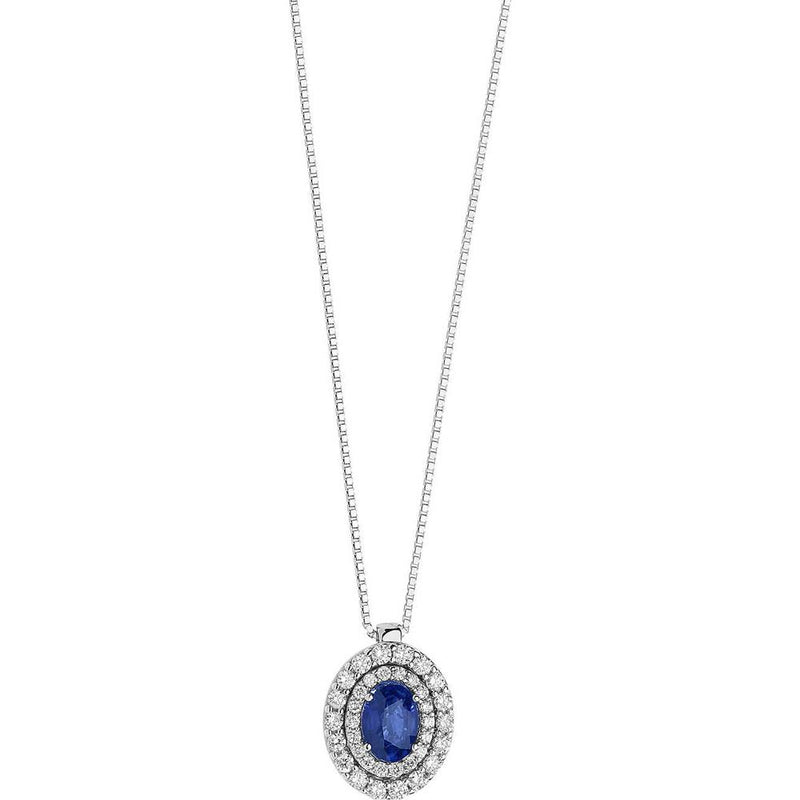Collana Donna Con Pendente in Oro Bianco con Diamante COMETE Colore Blu GLB 1474Variante 1