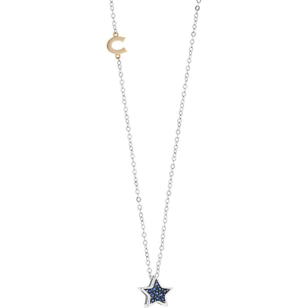 Collana Donna Con Pendente in Oro Bicolore COMETE Colore Blu GLB 1504Variante 1