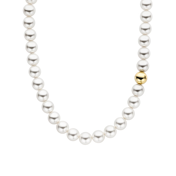 Collana Ti Sento con perle bianche 10 mm e chiusura in argento dorato 34017YP