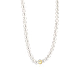 Collana Ti Sento con perle bianche 6 mm e Smile centrale in argento dorato e zirconi 34014YP Variante