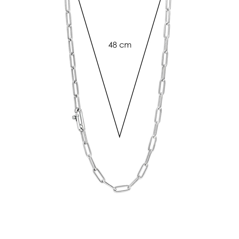 Collana donna TI SENTO maglia ovale allungata in argento con particolare di zirconi 3947ZI Dimensioni