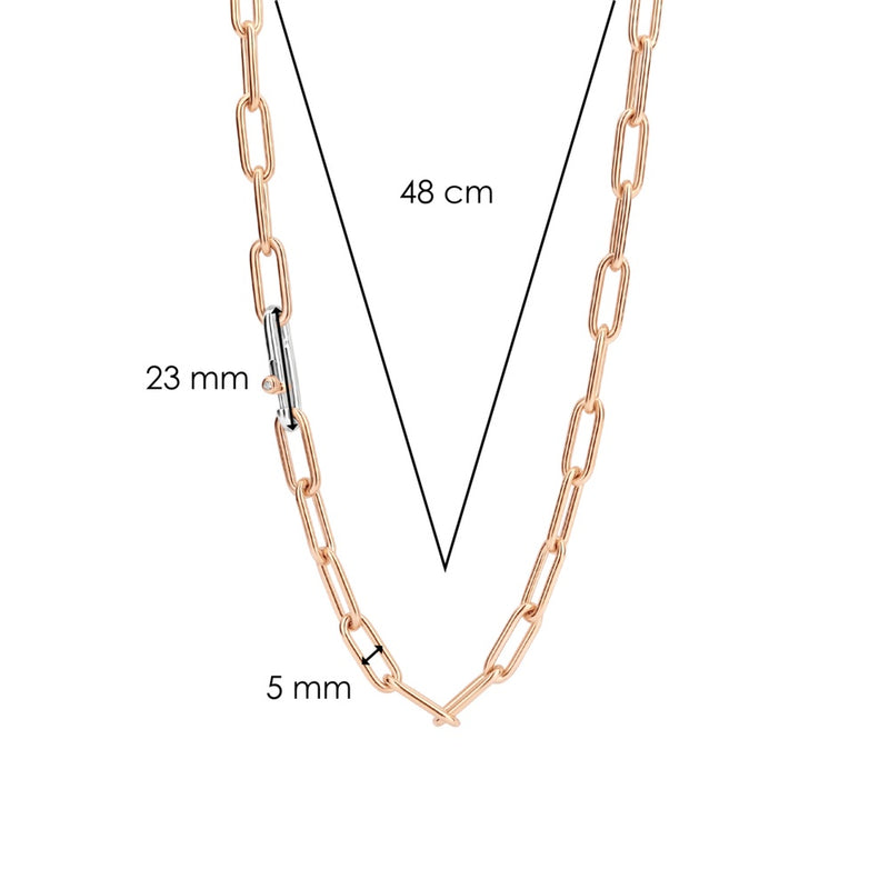 Collana donna TI SENTO maglia ovale allungata in argento rosato 3947SR Dimensioni