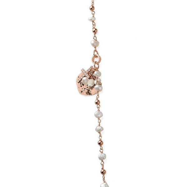 Maria Cristina Sterling Collana donna in argento rosa con perle barocche bianche e pendenti a forma di cuore e croce G4272R Dettaglio