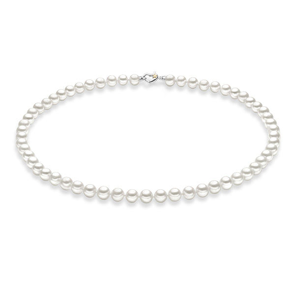 Collana donna Comete con perle coltivate di fiume bianche con chiusura a cuore in argento e oro FWQ 31
