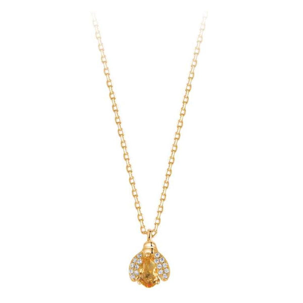 Collana donna Rosato in oro giallo 9 kt con pendente ape con quarzo citrino e diamanti RGAC004
