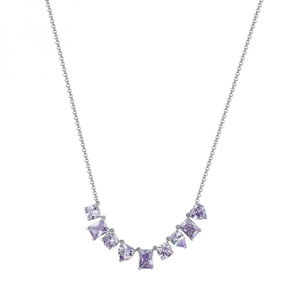 ROSATO Collana Donna in Argento Rodiato con Zirconi Lavanda RZGE01