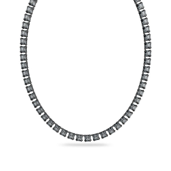 Swarovski collana tennis da donna con cristalli quadrati grigi su montatura placcata rutenio 5612683