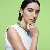 Swarovski collana donna tennis con cristalli verdi ottagonali a griffe 5598261 Indossato2