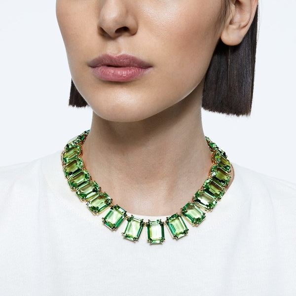Swarovski collana donna tennis con cristalli verdi ottagonali a griffe 5598261 Indossato