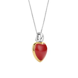 Collana donna Ti Sento in argento con pendente a cuore con bordo dorato e pietra color rosso corallo 6800CR Variante1