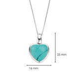 Collana donna Ti Sento in argento con pendente a cuore con pietra color turchese 6800TQ Dimensioni