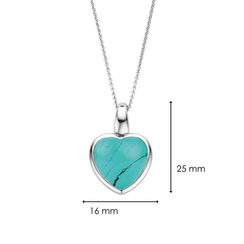 Orecchini Donna In Argento Sterling 925 Con Ciondolo A Cuore E Turchese Naturale | 13 Mm | Ipoallergenici