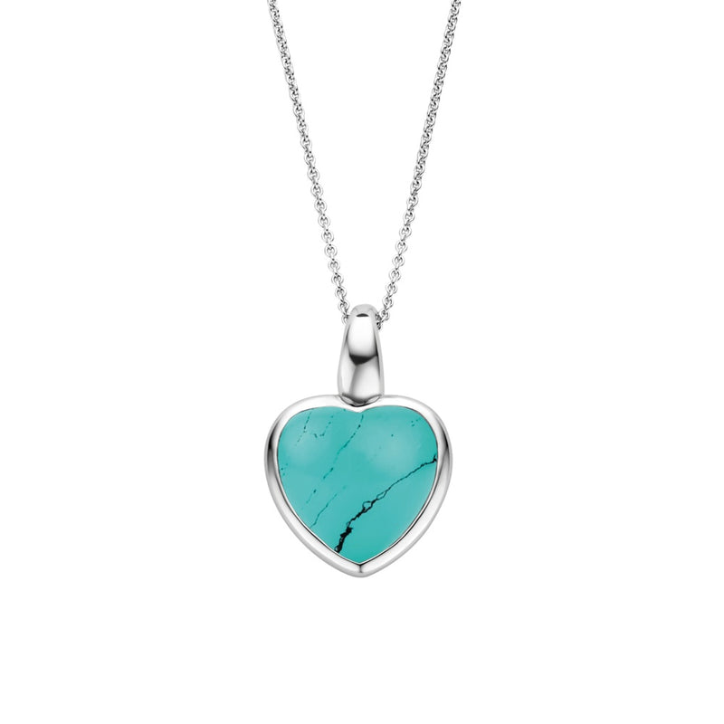 Collana donna Ti Sento in argento con pendente a cuore con pietra color turchese 6800TQ