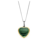 Collana donna Ti Sento in argento con pendente a cuore con bordo dorato e pietra color verde malachite 6800MA Variante2