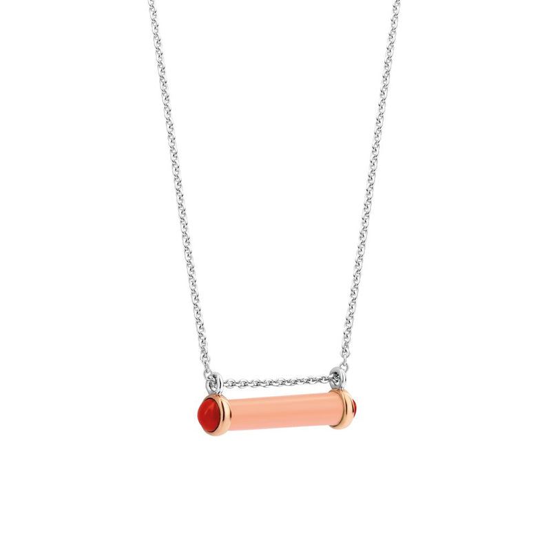 Collana donna Ti Sento in argento con pendente orizzontale cilindrico color rosa e rosso 3963CP Variante1