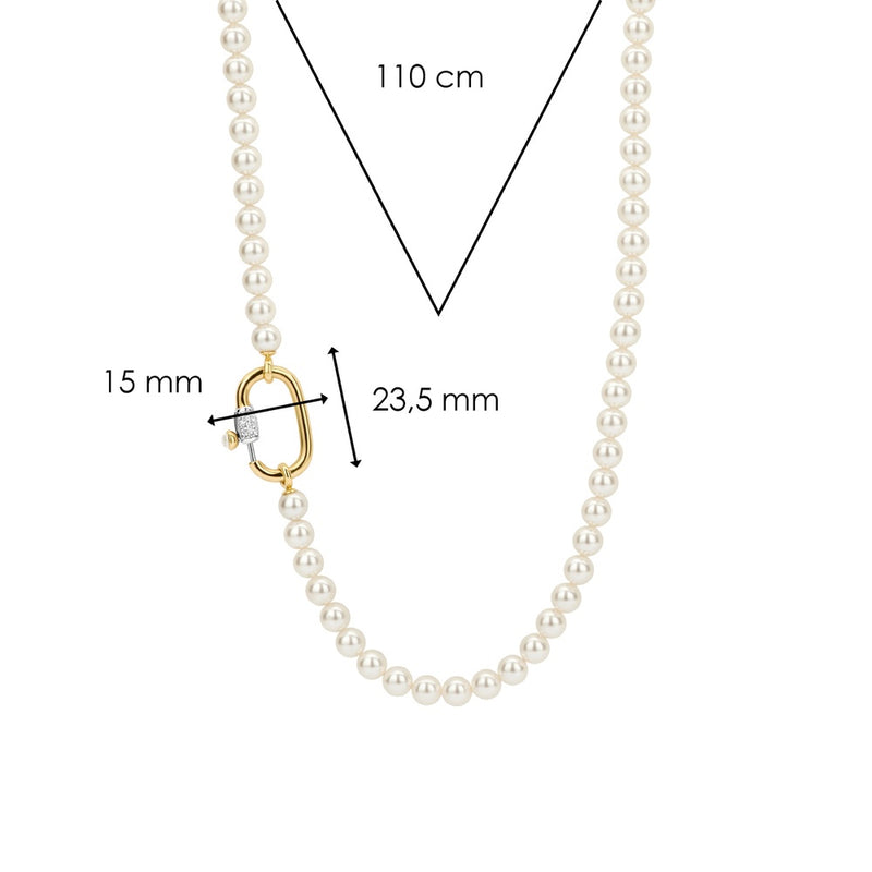 TI SENTO Collana da donna con perle bianche e chiusura in argento dorato e zirconi 3993PW Dimensioni