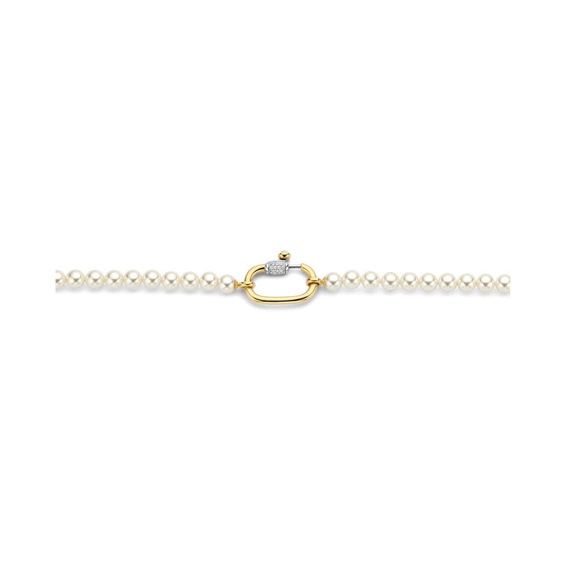 TI SENTO Collana da donna con perle bianche e chiusura in argento dorato e zirconi 3993PW Variante3