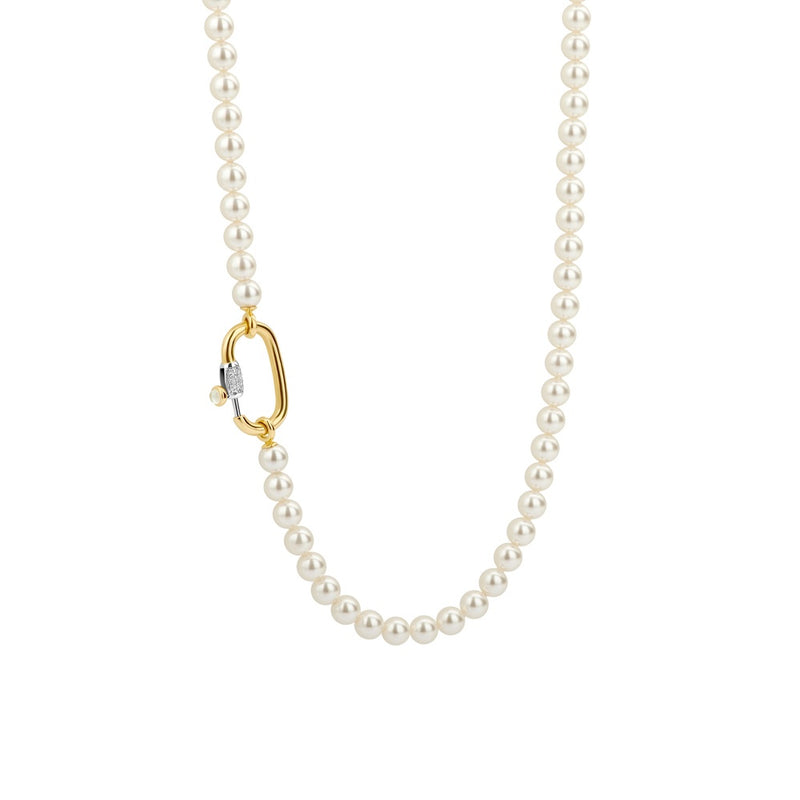 TI SENTO Collana da donna con perle bianche e chiusura in argento dorato e zirconi 3993PW Variante