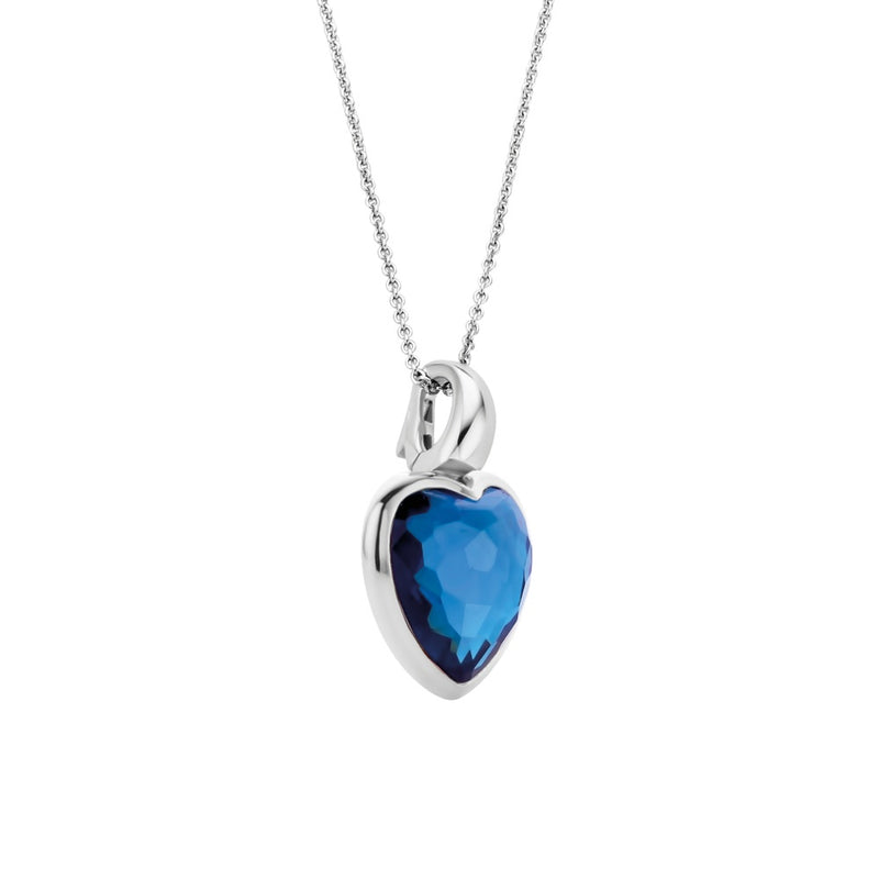 Collana donna Ti Sento in argento con pendente a cuore con un cristallo sfaccettato blu 6800DB Variante1