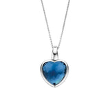 Collana donna Ti Sento in argento con pendente a cuore con un cristallo sfaccettato blu 6800DB
