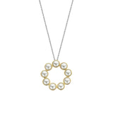 Collana TI SENTO donna con pendente tondo con pietre in madreperla in argento bicolore 34008YP