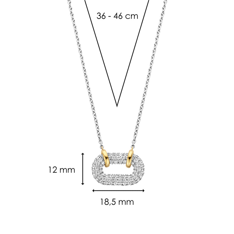 Collana TI SENTO donna con pendente ovale con pavé di zirconi in argento bicolore 34010ZY Dimensioni