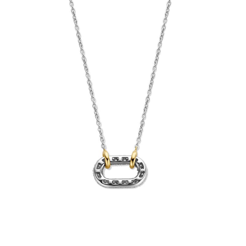 Collana TI SENTO donna con pendente ovale con pavé di zirconi in argento bicolore 34010ZY Variante2