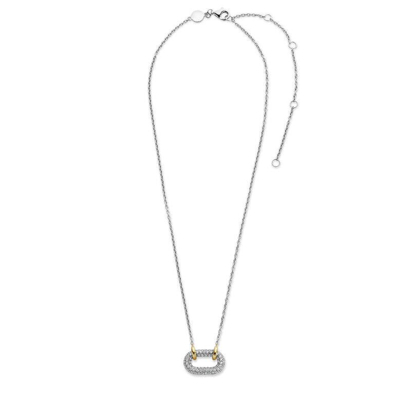 Collana TI SENTO donna con pendente ovale con pavé di zirconi in argento bicolore 34010ZY Variante3