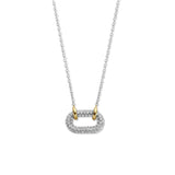 Collana TI SENTO donna con pendente ovale con pavé di zirconi in argento bicolore 34010ZY