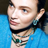 Collana donna Ti Sento Milano in argento con perline di color azzurro, blu e verde 3916TM Indossato