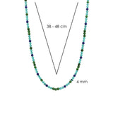 Collana donna Ti Sento Milano in argento con perline di color azzurro, blu e verde 3916TM Dimensioni