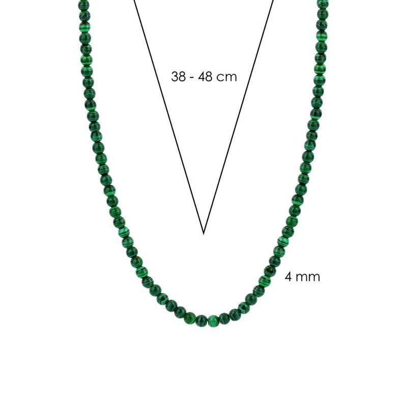 Collana donna Ti Sento Milano in argento con perline color verde malachite 3916MA Dimensioni