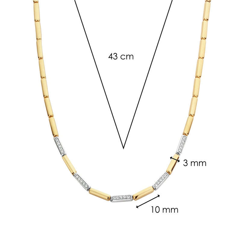 Collana TI SENTO donna semirigida con elementi rettangolari in argento bicolore con zirconi 3997ZY Dimensioni