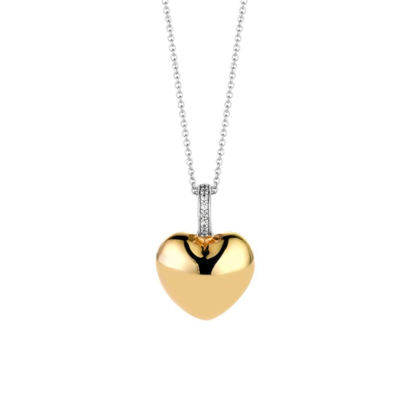 Collana donna TI SENTO in argento con pendente a cuore in argento dorato e zirconi 6745SY