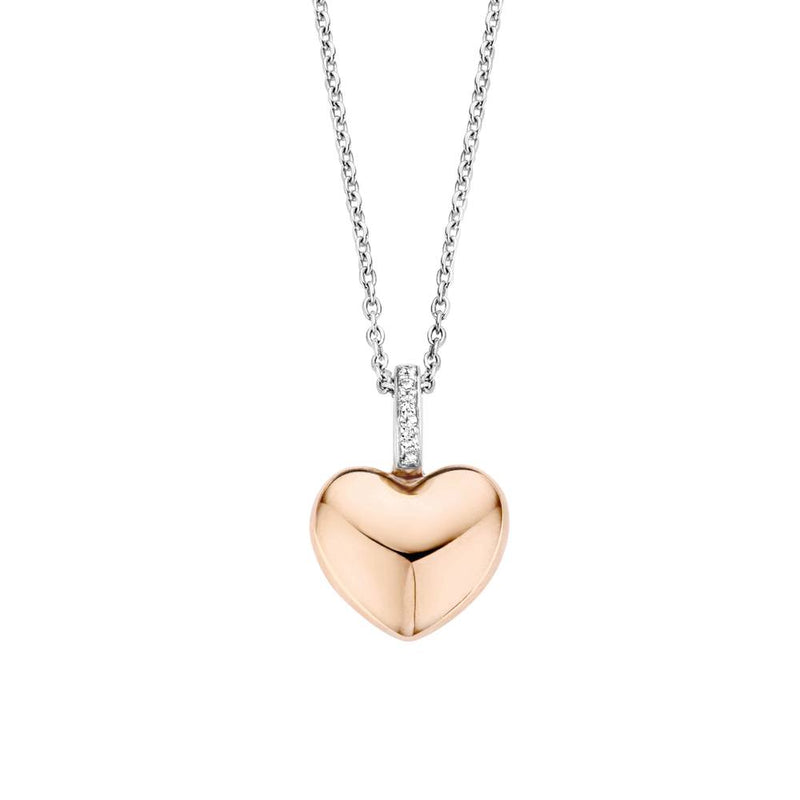 Collana donna Ti Sento in argento con pendente a cuore in argento rosa con zirconi 6745SR